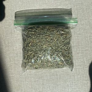 Bag of grinded sage. Home grown, picked, and wrapped in Colorado.